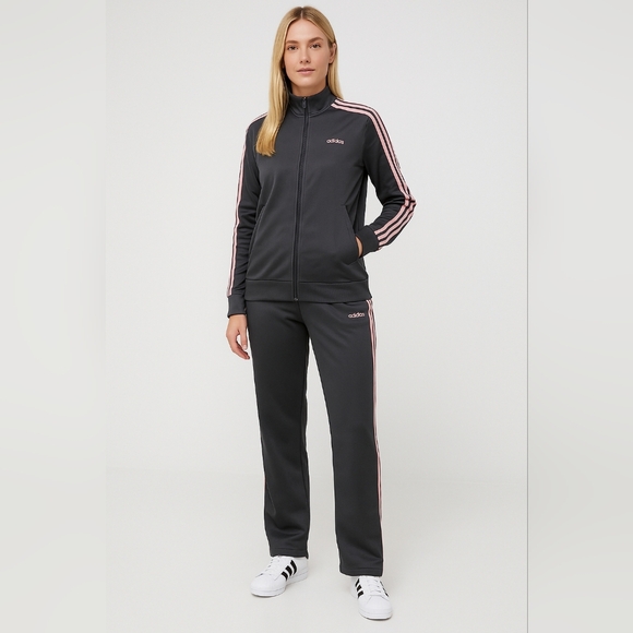 Adidas Fleece Jogger Set Gray/Pink. Womens Large - Picture 2 of 15